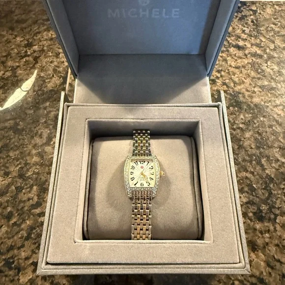 Michele Two-Tone Urban Mini Diamond Bezel Watch - Picture 3 of 4
